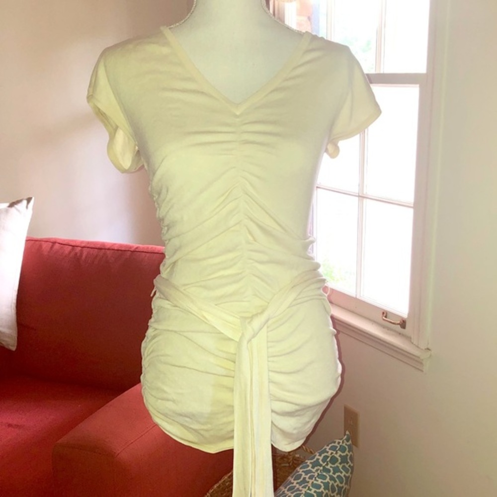 Aphorism Cream ruched top with belt